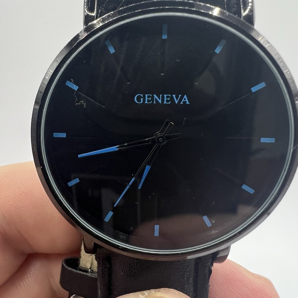 Geneva Mens Fashion Casual Quartz Wrist Watch Black Band Analog Classic Style